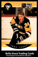 1990-91 Pro Set Troy Loney #237 Pittsburgh Penguins Rookie NHL Hockey 
