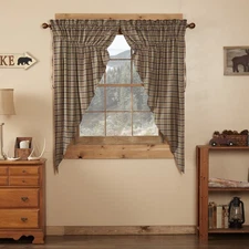 Rustic 63"x36"x18" Prairie Panel Pair Tan Rod Pocket Window Curtains VHC Brands