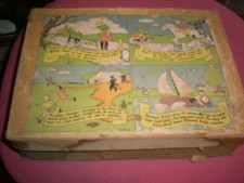 Gesellschaftspiel-W&uuml;rfelpuzzle mehrere Geschichten 30-50er J.Niederlande G.R.D.C