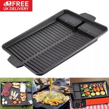 Non Stick Camping Griddle Pan Barbecue Cooking Plate Hob Stove Grill Cookware UK