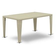 Outdoor Wicker Dining Table - Rectangle PE Wicker Table with Glass Top,...