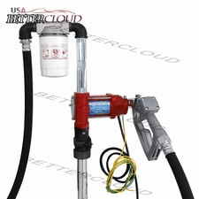 12V DC Fuel Transfer Pump Red w/ Nozzle Kit for Gasoline Diesel 15GPM