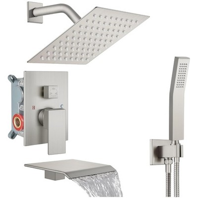 Tub Shower Faucet Set with Handheld Sprayer, Brushed Nickel