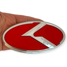 Red Front Grille Emblem Badge Chrome Silver Fits Kia Forte Soul Rio Custom Kdm