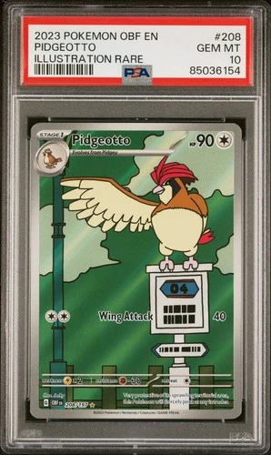 Pidgeotto 208/197 -- PSA 10 -- Pokemon OBF Obsidian Flames Illustration Rare