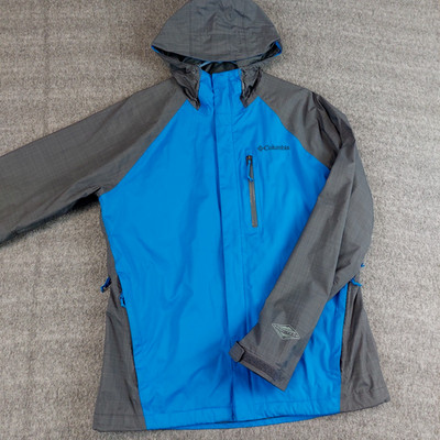 Columbia Omni-Heat Waterproof Hooded Jacket Men's Medium Blue Grey Omni Tech