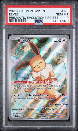 2025 Pokemon Center Black Star Promo Eevee Prismatic Evol PC Etb PSA 10 #173