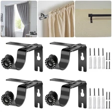 4PCS Adjustable Curtain Rod Holder Wall & Window Bracket for 1.1" Rods w/ Screws