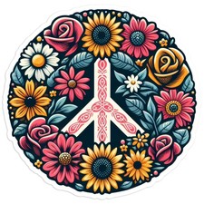 Flower Peace Symbol - Vinyl Decal Sticker - Car Window Laptop - 1344