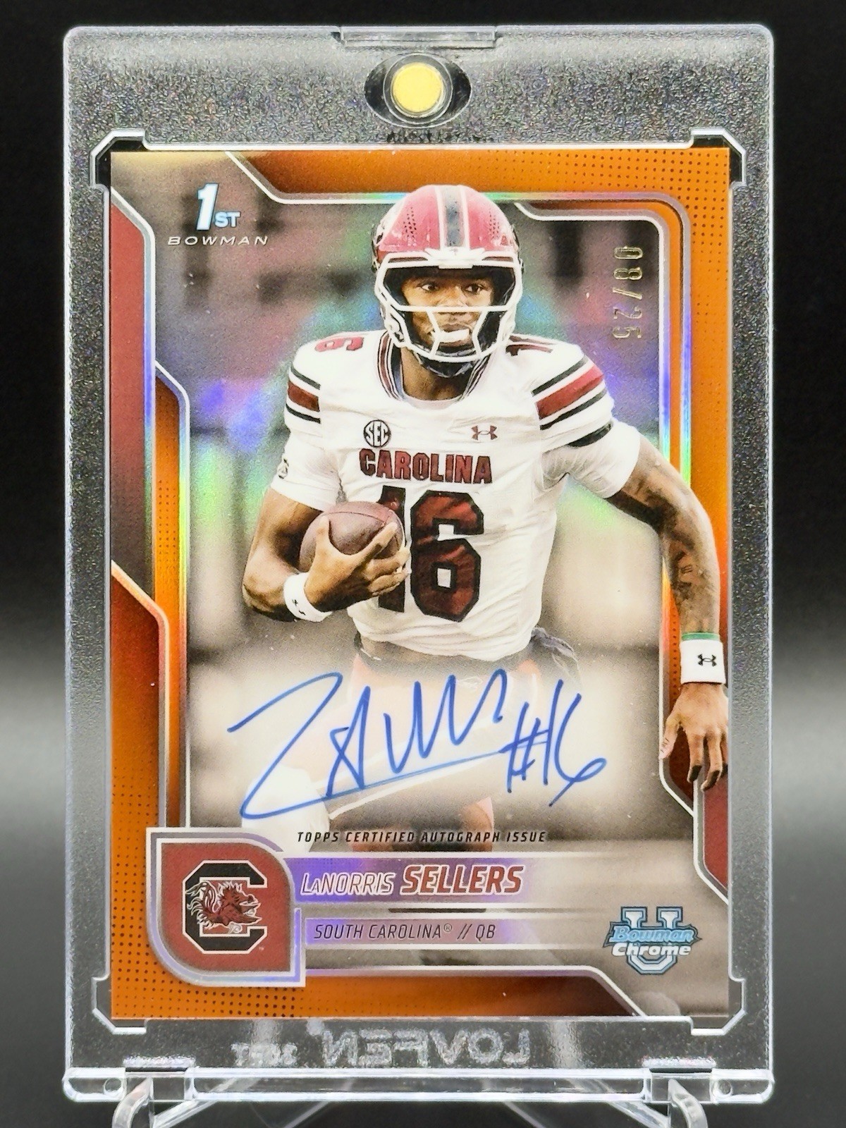 2025 Bowman Chrome U LaNorris Sellers 1st Orange Auto /25 ON-CARD