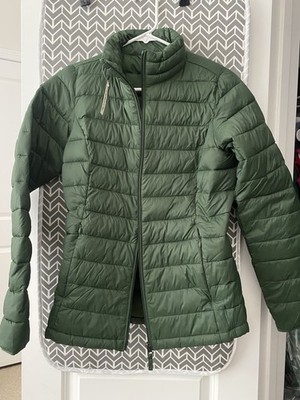  WOMEN S AMAZON ESSENTIALS GREEN PUFFER ZIP UP JACKET SIZE. XS 