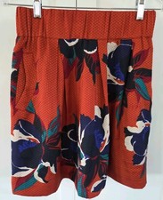 Anthropologie Maeve Maira Floral Skirt Size 6 Rust Orange Blue Textured Pockets