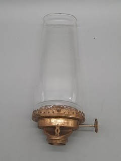 Antique Columbia #2 Oil Lamp Burner & Chimney Set Embossed Pat May 25 1885