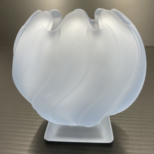 Art Deco frosted Blue Glass Vase, Bagley Posy Vase, Equinox No 3061