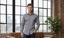 Ted Baker Men's Gray Dress Shirt size 3  M medium long Sleeve Office business