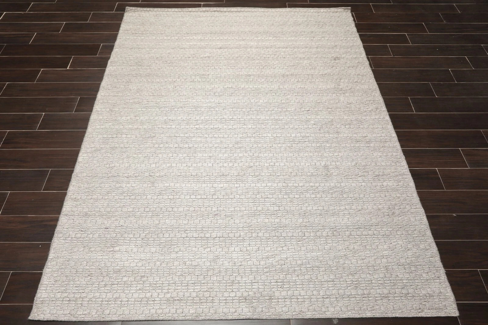 Handmade Modern 100% Wool loop Flatweave designer area rug Gray