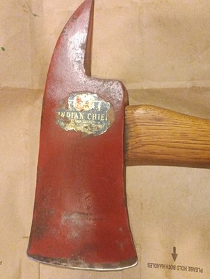 Vintage INDIAN CHIEF Fireman s Axe Mann Edge Tool Co. 36  White Hickory OG Handl