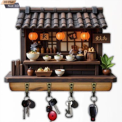 30cm Wall Keychain - Stand Japanese Organizer 2D 4 Hooks Entrance