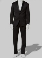 Kenneth Cole Reaction Men's Black 2-PC Tuxedo Jacket Pants Suit Size 40R 33W