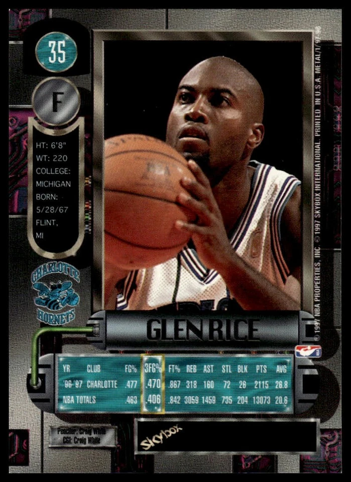 1997-98 Metal Universe #35 Glen Rice - Image 2 of 2