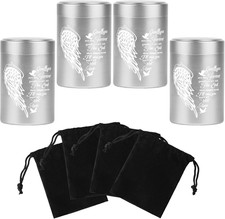 Mini Urns for Human Ashes Set of 4, Small Silver Angel Wings Keepsake Urns for A