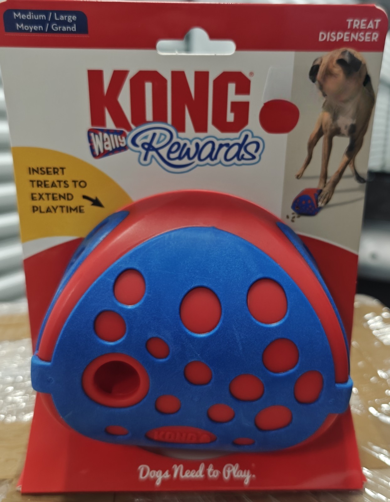 KONG Wally Rewards Ball LARGE Treat Dispenser Slow Feeder Dog Puzzle Toy 5"