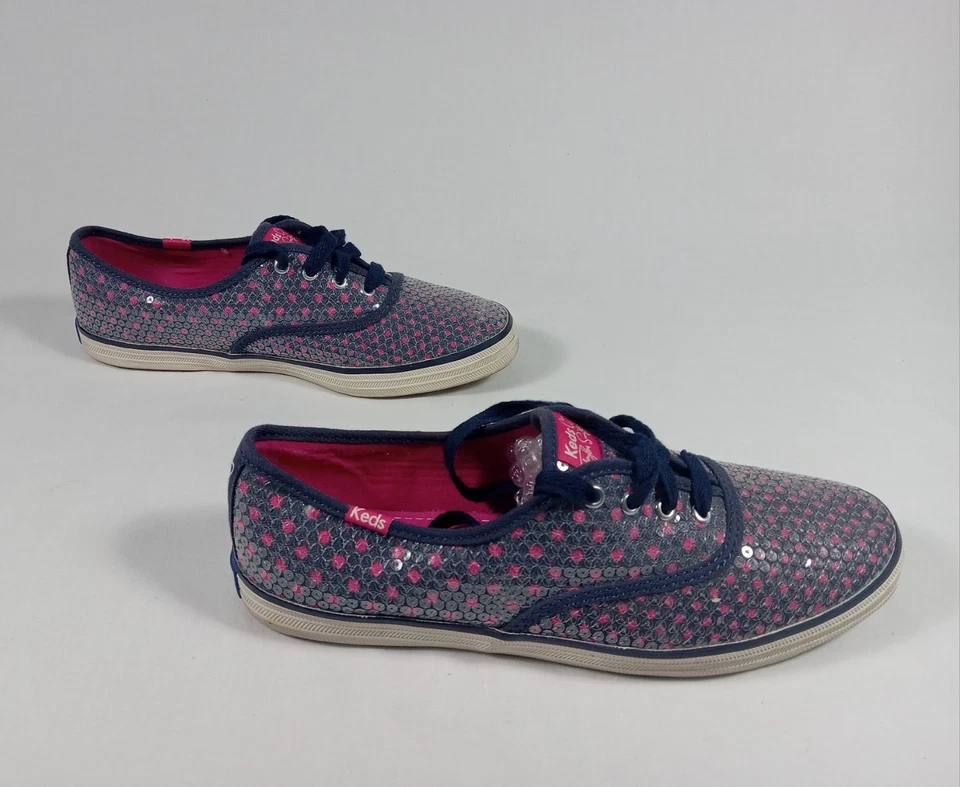 Zapatos Keds Taylor Swift azul marino con puntos rosas lentejuelas brillantes para mujer talla 7 Foto 4 de 4