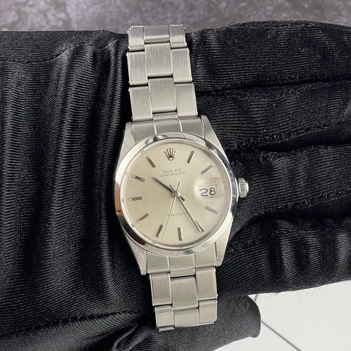 #39 Rolex 34mm OysterDate Precision Silver Dial Vintage Steel Men's Watch 6694