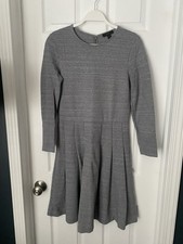 J.Crew NWOT Grey Long sleeve Ponte Pleated Flare Dress Sz 4