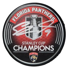 Sam Bennett Signed Florida Panthers 2025 Stanley Cup Champions Hockey Puck JSA
