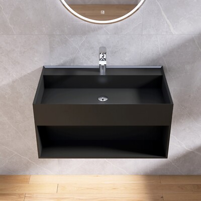 32'' Wall Mounted single Bathroom Sink Solid Surface Bathroom Vessel Sink
