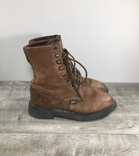 Justin LO760 Leather Granny Grunge Punk Roper Lace Up Leather Womens Boots 7