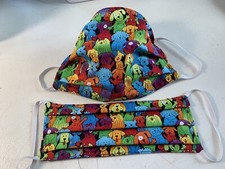 Dogs Doggie Rainbow Multi Color Adult Face Mask Reversible 100 Cotton