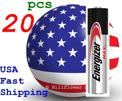 20 piece AAA LR03 EN92 Max Energizer Bulk 1.5V Alkaline Battery w/trk# 12yr
