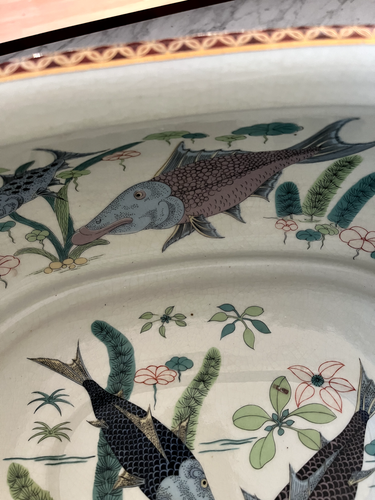 Vintage chinesische handbemalte und vergoldete Porzellan Fuß Bad Schleife - Bild 8 von 11