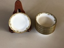 10 ANTIQUE LIMOGES P AND P FRANCE ART DECO BERRY BOWLS FLORAL GOLD GUILD 5”