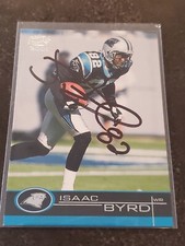 RARE 2001 Pacific Isaac Byrd Hand Signed On Card Auto Autograph Panthers