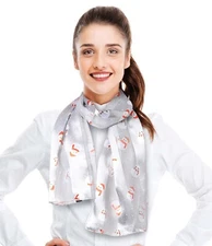 [CBC Crown] Christmas Scarf Cute Snowman Theme, Silk-Feeling 13" x 60" 