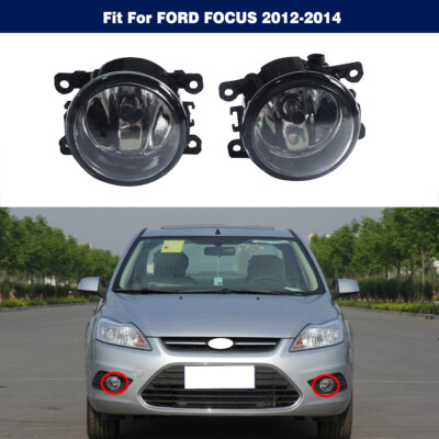 Pair Front Bumper Clear Lens Fog Lights Driving Lamps For Ford Focus 2009-2014