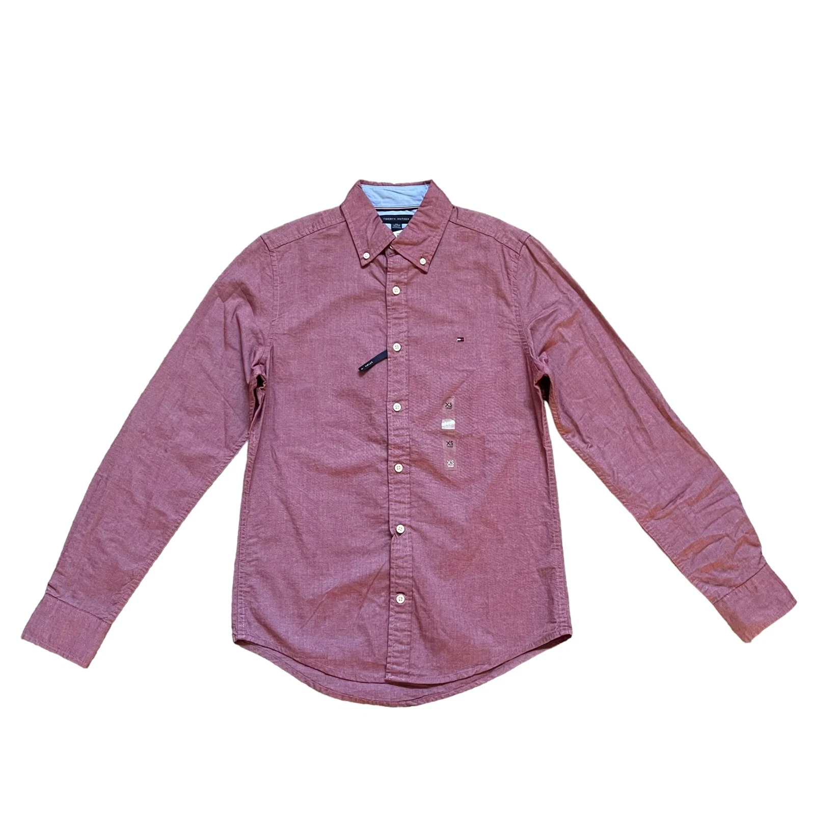 Tommy Hilfiger Men's Regular Fit Essential Stretch Oxford Button Down Shirt Red