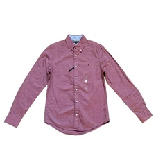 Tommy Hilfiger Men's Regular Fit Essential Stretch Oxford Button Down Shirt Red