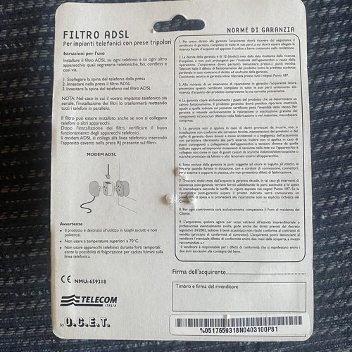 Filtro ADSL Telecom Per Impianti Telefonici - Foto 2 di 3