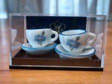 Miniature Dollhouse Reutter Porcelain Floral Tea Cups  Saucer Made In Germany