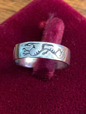 .925 Sterling Silber DRACHE 6 mm Bandring 5 g. Bequemer Daumenring Größe 11,25