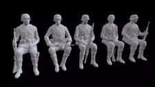 3D Printed 1/32 German sitting soldier 5 Person Model