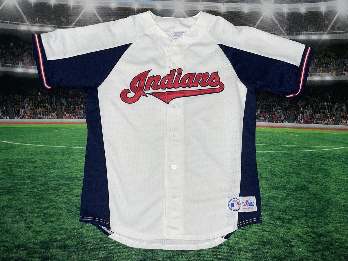 Vintage 90s Cleveland Indians Majestic Baseball Jersey Sz Large