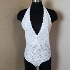 New Free People Large L Ivory Lace Bodysuit Sleeveless