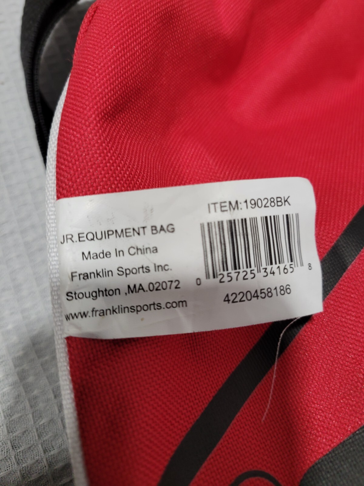 New Franklin Sports Junior Jr. Baseball Equipment Duffle Bag Red Black 