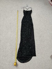 Prom Dress - Sherri Hill Black Sequin, adjustable straps/open back