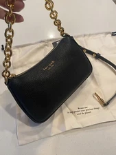 New Kate Spade Joli Pebbled Leather Sm Purse w/ Gold Chain & Leather Wrist Strap